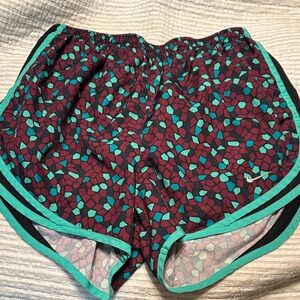 Nike Women's Mosaic Pattern Sleep Shorts - Black and Teal